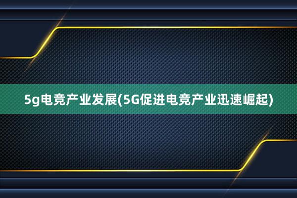 5g电竞产业发展(5G促进电竞产业迅速崛起)