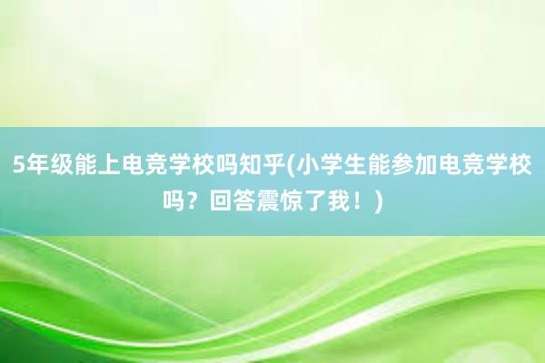 5年级能上电竞学校吗知乎(小学生能参加电竞学校吗？回答震惊了我！)