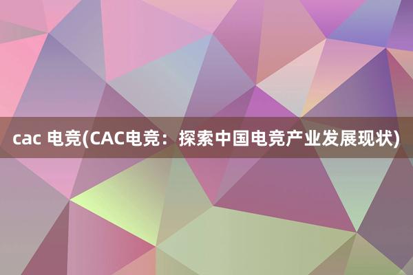 cac 电竞(CAC电竞：探索中国电竞产业发展现状)