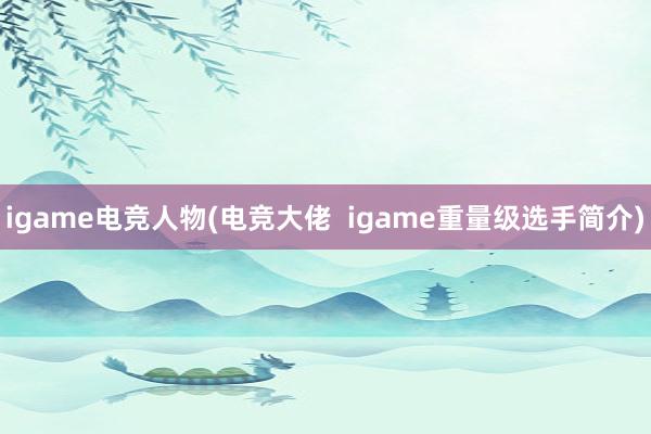 igame电竞人物(电竞大佬  igame重量级选手简介)