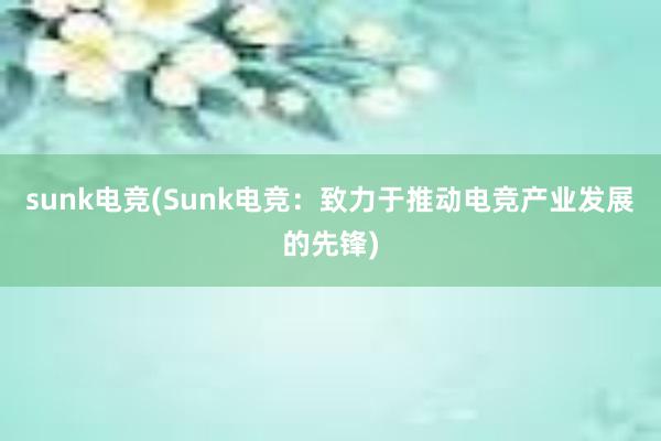 sunk电竞(Sunk电竞：致力于推动电竞产业发展的先锋)