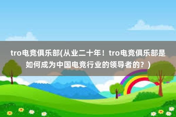 tro电竞俱乐部(从业二十年！tro电竞俱乐部是如何成为中国电竞行业的领导者的？)