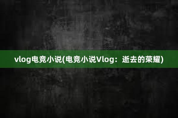 vlog电竞小说(电竞小说Vlog：逝去的荣耀)