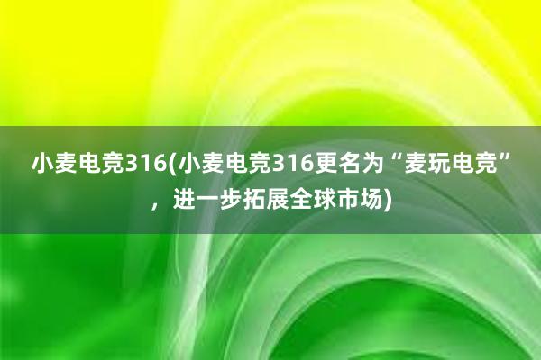 小麦电竞316(小麦电竞316更名为“麦玩电竞”，进一步拓展全球市场)