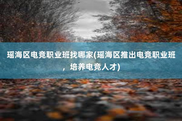 瑶海区电竞职业班找哪家(瑶海区推出电竞职业班，培养电竞人才)