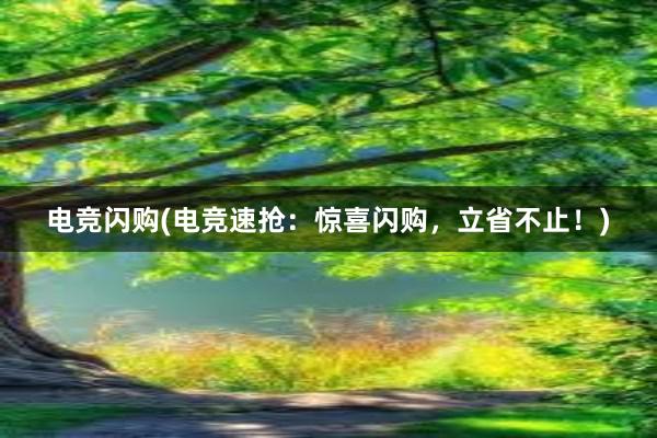 电竞闪购(电竞速抢：惊喜闪购，立省不止！)