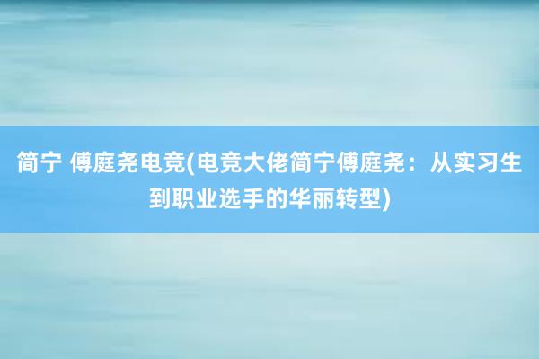 简宁 傅庭尧电竞(电竞大佬简宁傅庭尧：从实习生到职业选手的华丽转型)