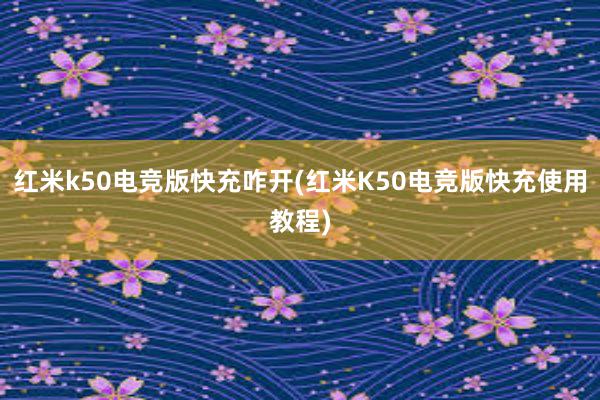 红米k50电竞版快充咋开(红米K50电竞版快充使用教程)