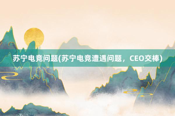 苏宁电竞问题(苏宁电竞遭遇问题，CEO交棒)