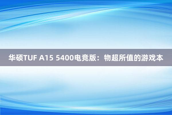 华硕TUF A15 5400电竞版：物超所值的游戏本