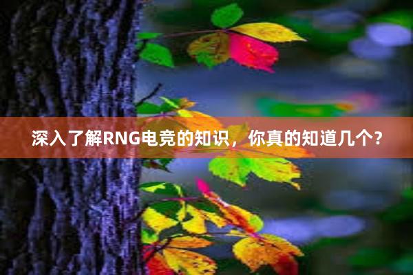 深入了解RNG电竞的知识，你真的知道几个？