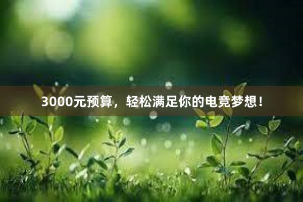 3000元预算，轻松满足你的电竞梦想！