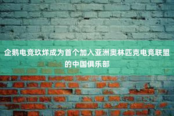 企鹅电竞玖烊成为首个加入亚洲奥林匹克电竞联盟的中国俱乐部