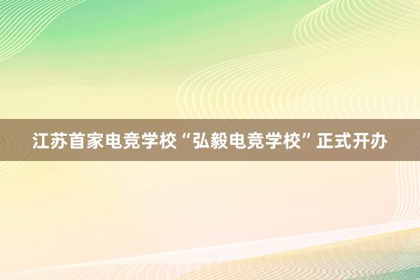 江苏首家电竞学校“弘毅电竞学校”正式开办