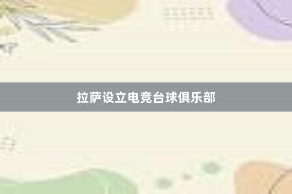 拉萨设立电竞台球俱乐部