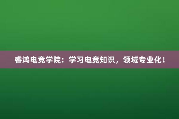 睿鸿电竞学院：学习电竞知识，领域专业化！